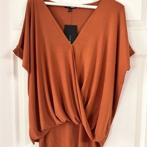 NWT Fashion Nova V-Neck Drape Blouse